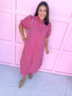 Savannah Stripe Dress - Red