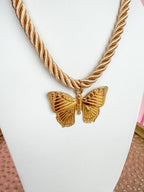LOVE LEMON LANE | Corded Butterfly Necklace - Beige