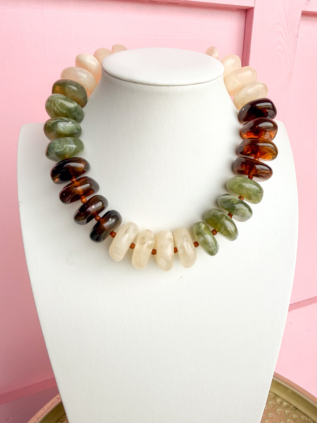 LOVE LEMON LANE | Chunky Rondelle Beaded Necklace - Neutral Multi