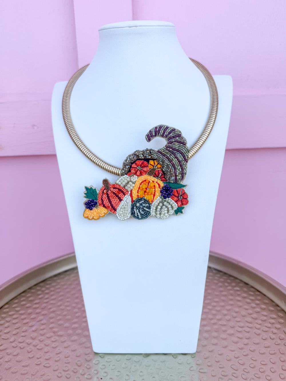 Beaded Cornucopia Statement Necklace