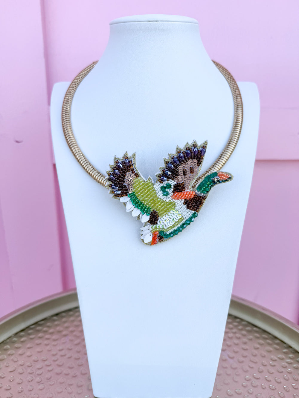 Beaded Mallard Statement Necklace