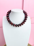 LOVE LEMON LANE | Chunky Marbled Rondelle Necklace - Wine