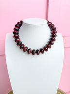 LOVE LEMON LANE | Chunky Marbled Rondelle Necklace - Wine