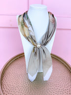 Autumn Petals Floral Scarf Necklace - Yellow/Tan