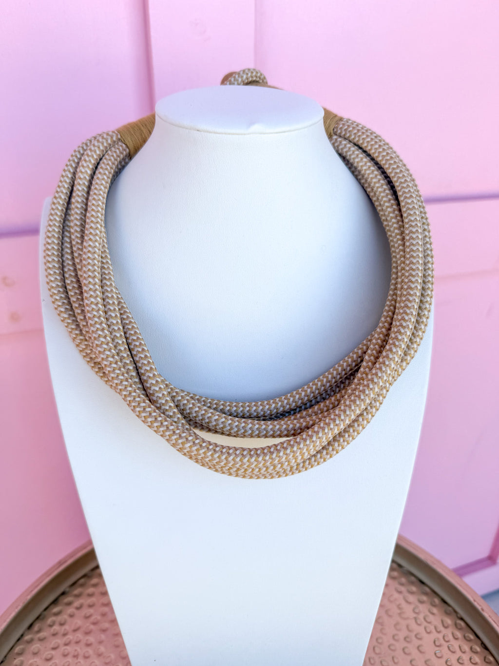 Multi Strand Slub Rope Necklace - Ecru Tweed