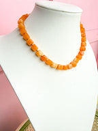 LOVE LEMON LANE | Faceted Square Glass Bead Necklace - Orange
