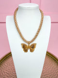 LOVE LEMON LANE | Corded Butterfly Necklace - Beige