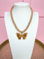 LOVE LEMON LANE | Corded Butterfly Necklace - Beige