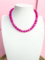 LOVE LEMON LANE | Faceted Square Glass Bead Necklace - Magenta