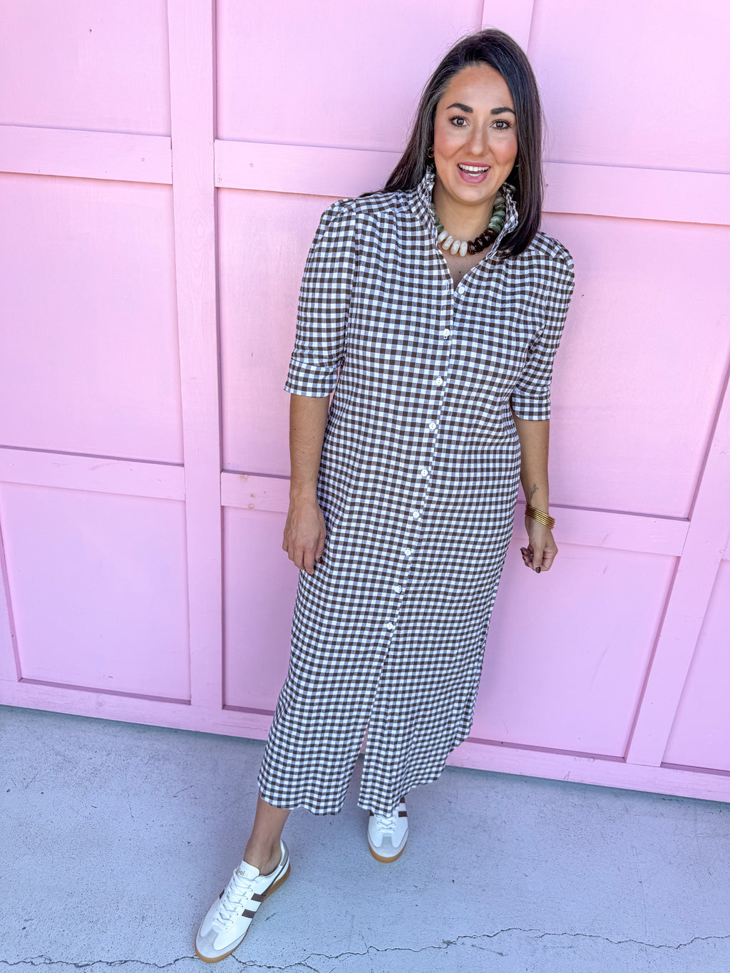 ADRIENNE | Nina Dress - Chocolate Seer Gingham