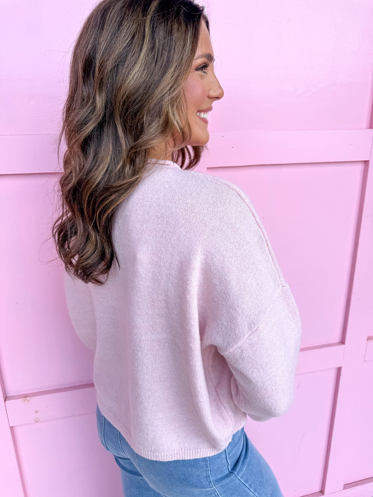 Light Weight Staple Sweater - Baby Pink