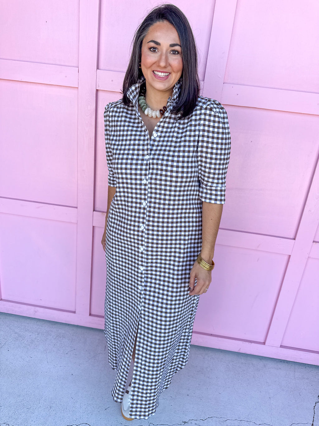 ADRIENNE | Nina Dress - Chocolate Seer Gingham