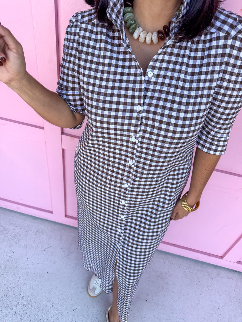 ADRIENNE | Nina Dress - Chocolate Seer Gingham