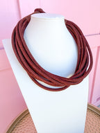 Multi Strand Slub Rope Necklace - Chocolate