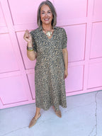 Jincy's Womens Boutique Cheetah Leopard Print Midi Maxi Shirt Dress Entro R7140