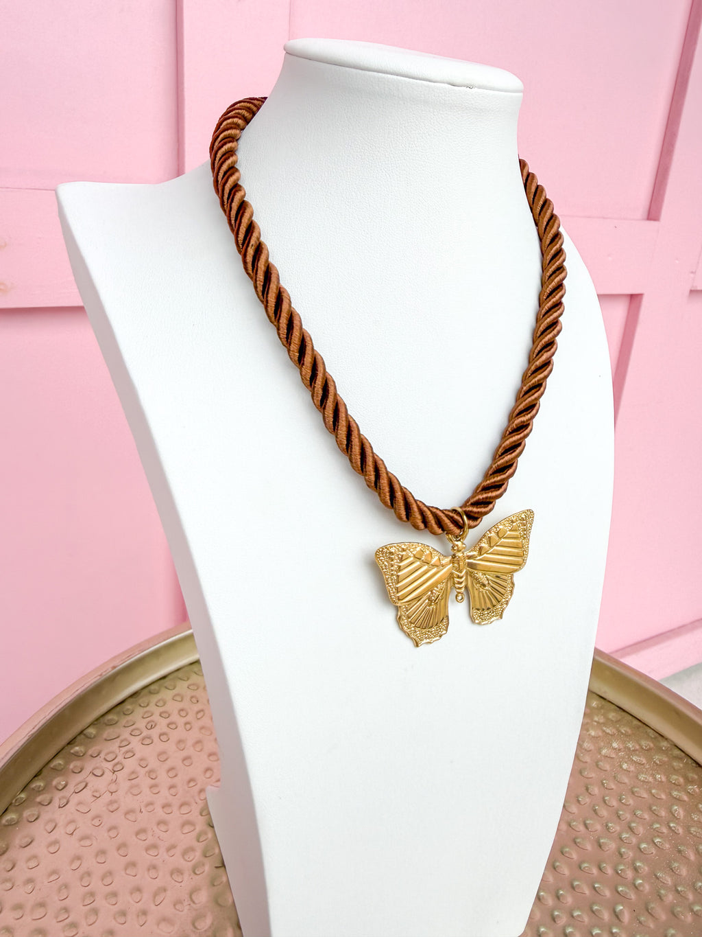 LOVE LEMON LANE | Corded Butterfly Necklace - Espresso