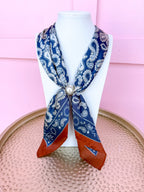 Paisley Scarf Necklace - Navy