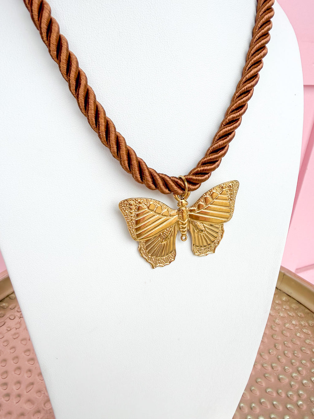 LOVE LEMON LANE | Corded Butterfly Necklace - Espresso