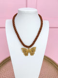 LOVE LEMON LANE | Corded Butterfly Necklace - Espresso