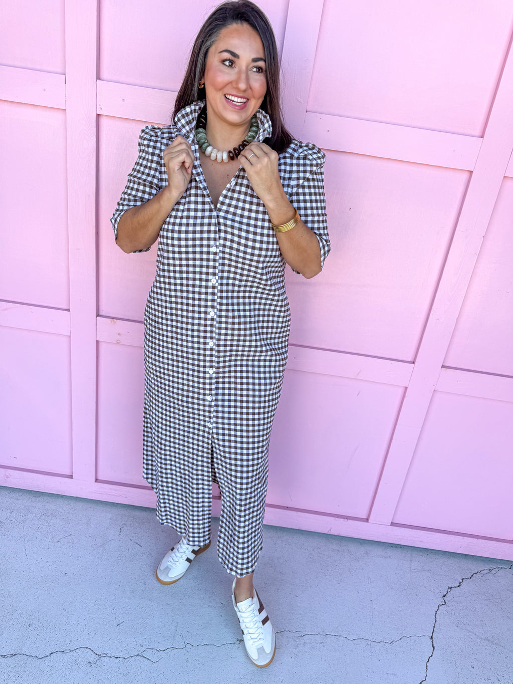 ADRIENNE | Nina Dress - Chocolate Seer Gingham