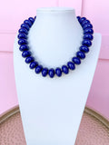 Chunky Rondelle Bead Necklace - Navy