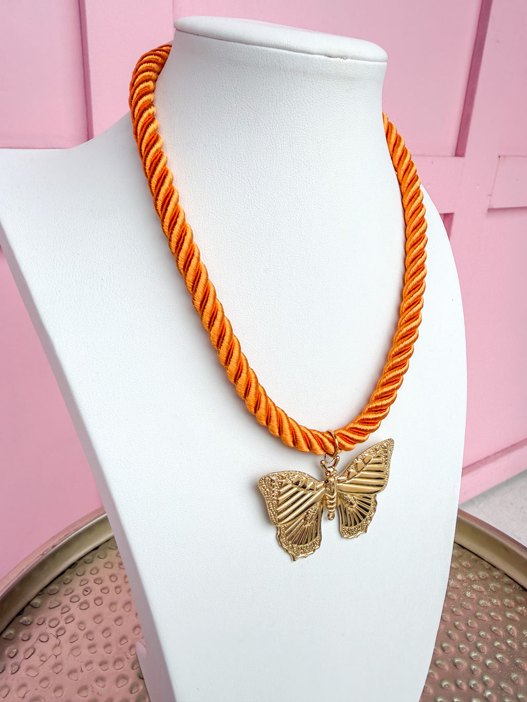 LOVE LEMON LANE | Corded Butterfly Necklace - Orange