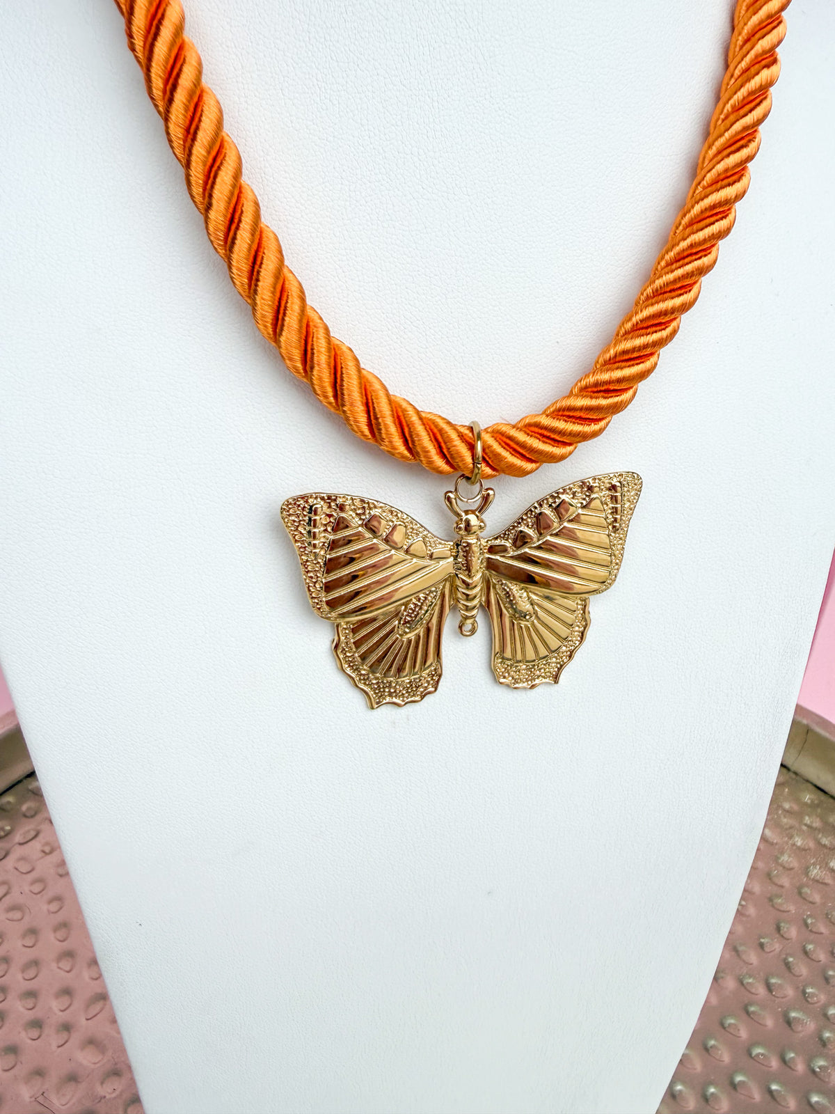 LOVE LEMON LANE | Corded Butterfly Necklace - Orange
