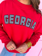Scarlet & Gold | Mallory Georgia® Gingham Mock Neck - Red