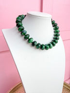 LOVE LEMON LANE | Chunky Marbled Rondelle Necklace - Emerald Green