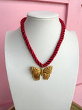 LOVE LEMON LANE | Corded Butterfly Necklace - Burgundy