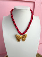 LOVE LEMON LANE | Corded Butterfly Necklace - Burgundy