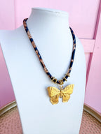 LOVE LEMON LANE | Corded Butterfly Necklace - Leopard