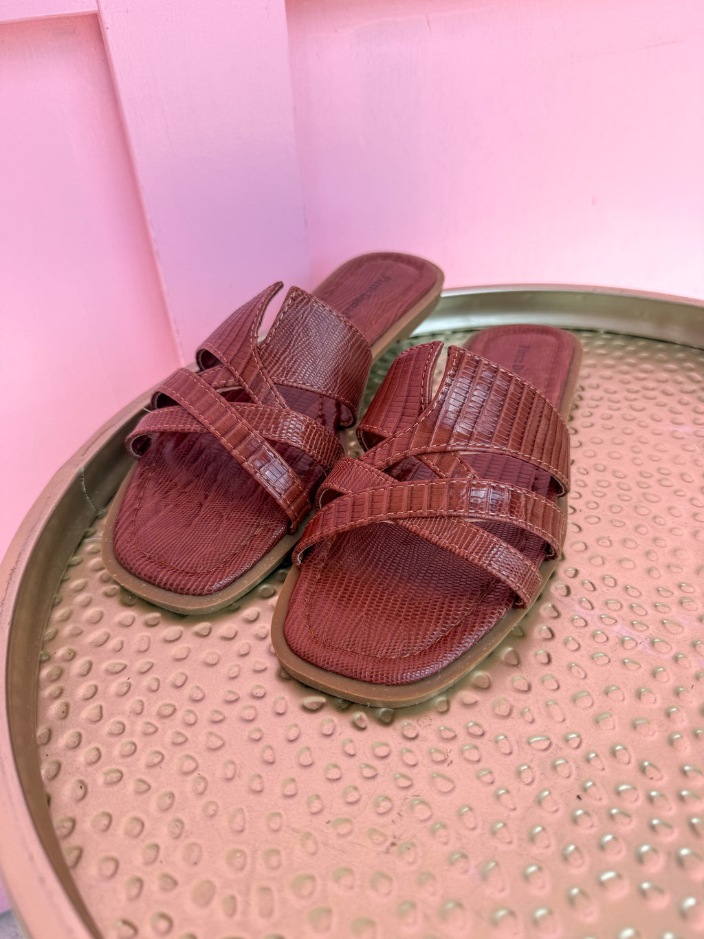 Crossways Sandals - Cognac Croc