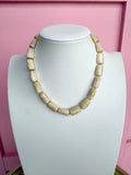 LOVE LEMON LANE | Marbled Cylinder Bead Necklace - Ivory