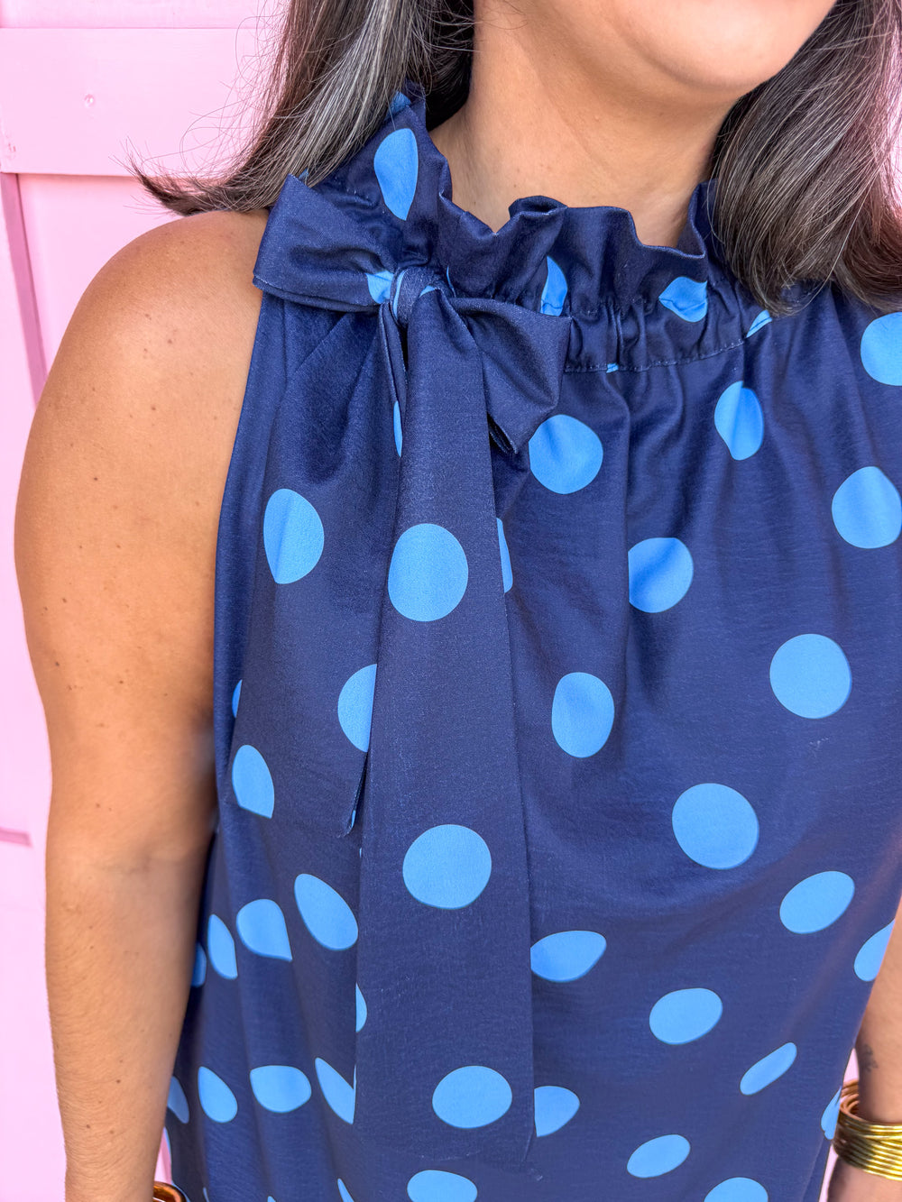 Polka Dot Pretty Dress - Navy/Light Blue