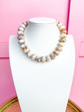LOVE LEMON LANE | Chunky Marbled Rondelle Necklace - Ivory