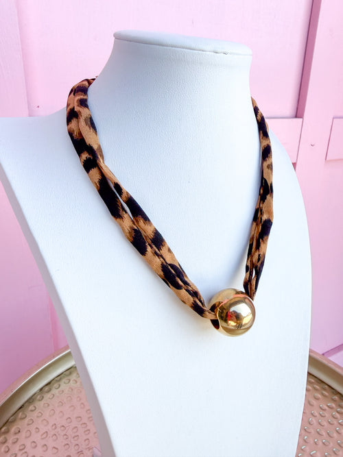 LOVE LEMON LANE | Double Leopard Cord Statement Necklace