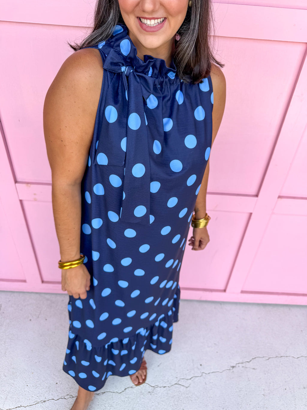 Polka Dot Pretty Dress - Navy/Light Blue