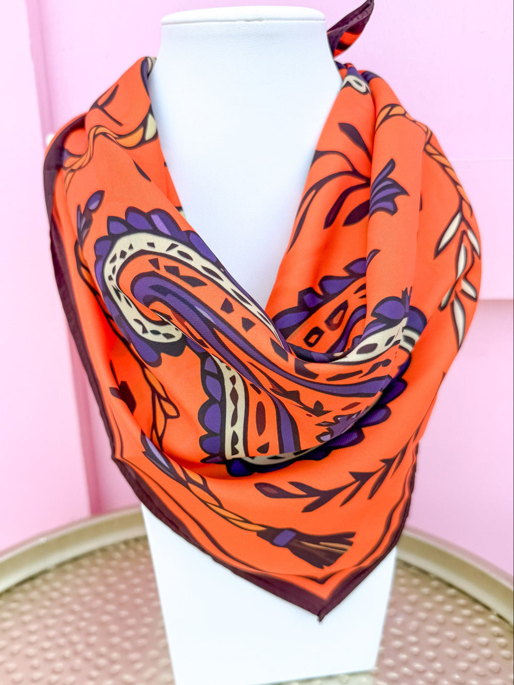 Tatum James | Scarf - Orange Paisley
