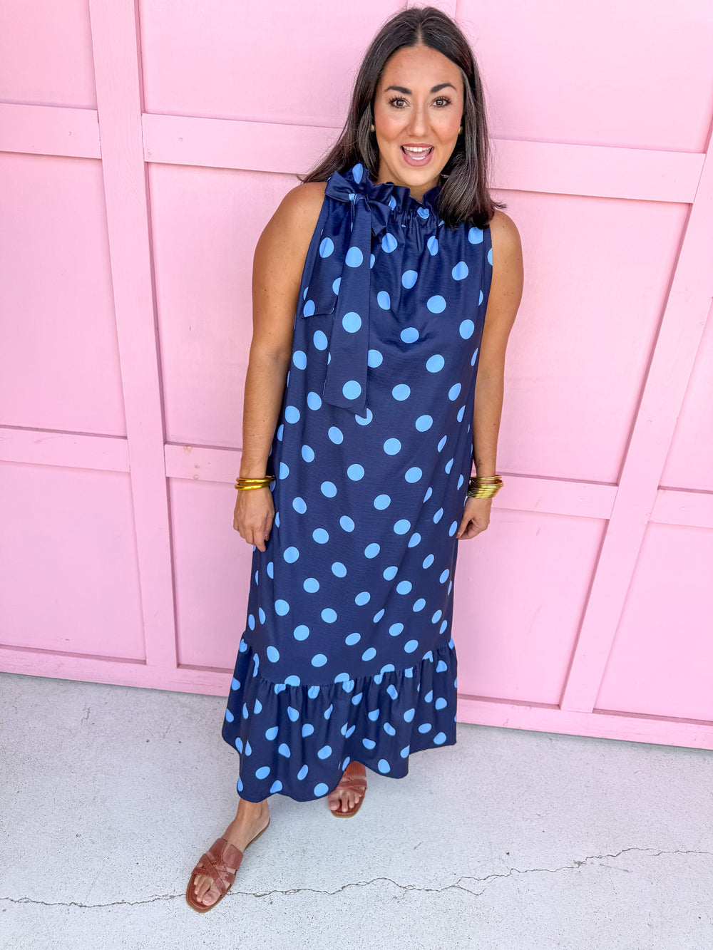 Polka Dot Pretty Dress - Navy/Light Blue