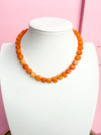 LOVE LEMON LANE | Faceted Square Glass Bead Necklace - Orange