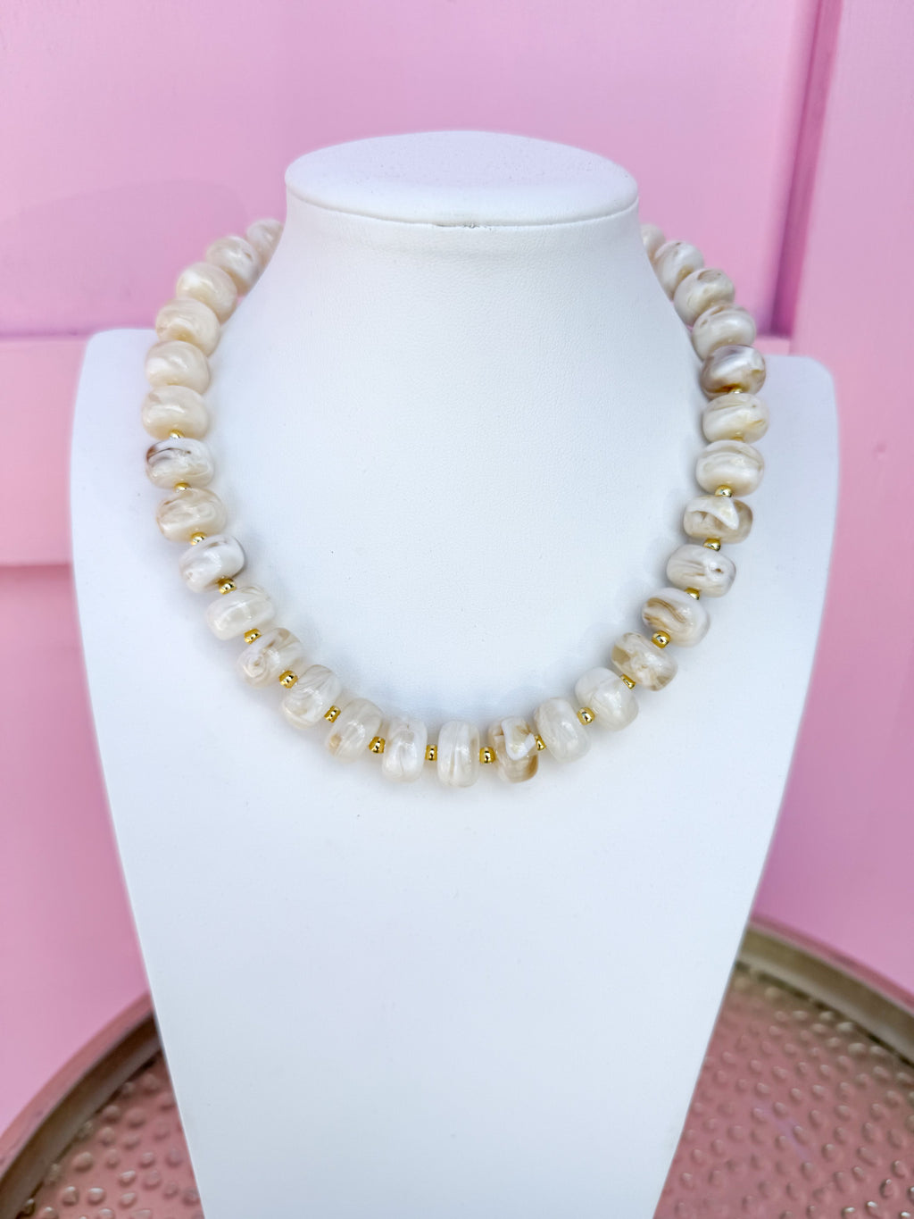 LOVE LEMON LANE | Classic Beaded Necklace - 15mm - Ivory