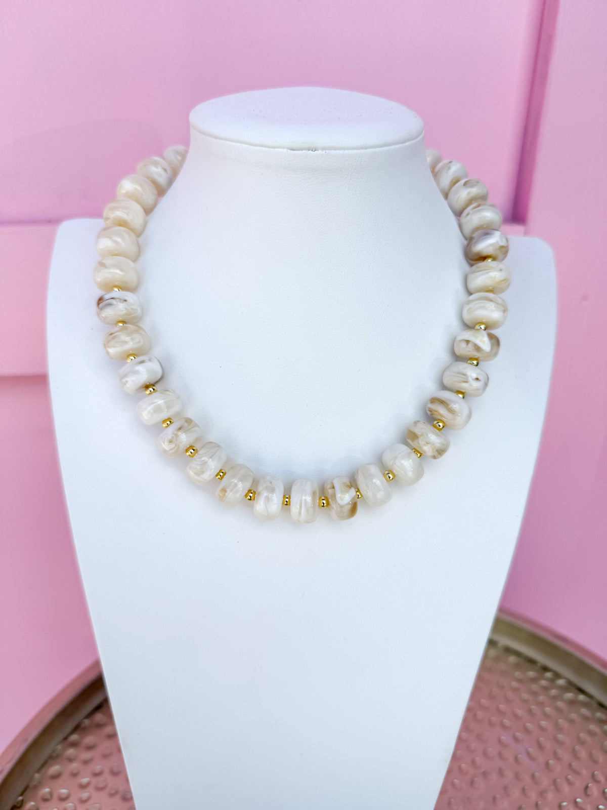 LOVE LEMON LANE | Classic Beaded Necklace - 15mm - Ivory