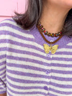 Easy Choice Bell Sleeve Cardigan - Lavender Stripe