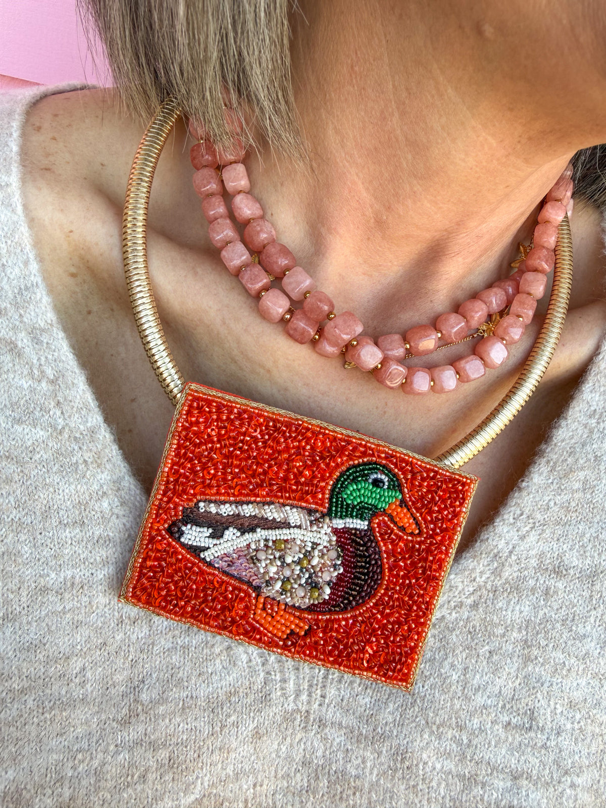 Grand Mallard Beaded Statement Necklace - Jincy's Custom