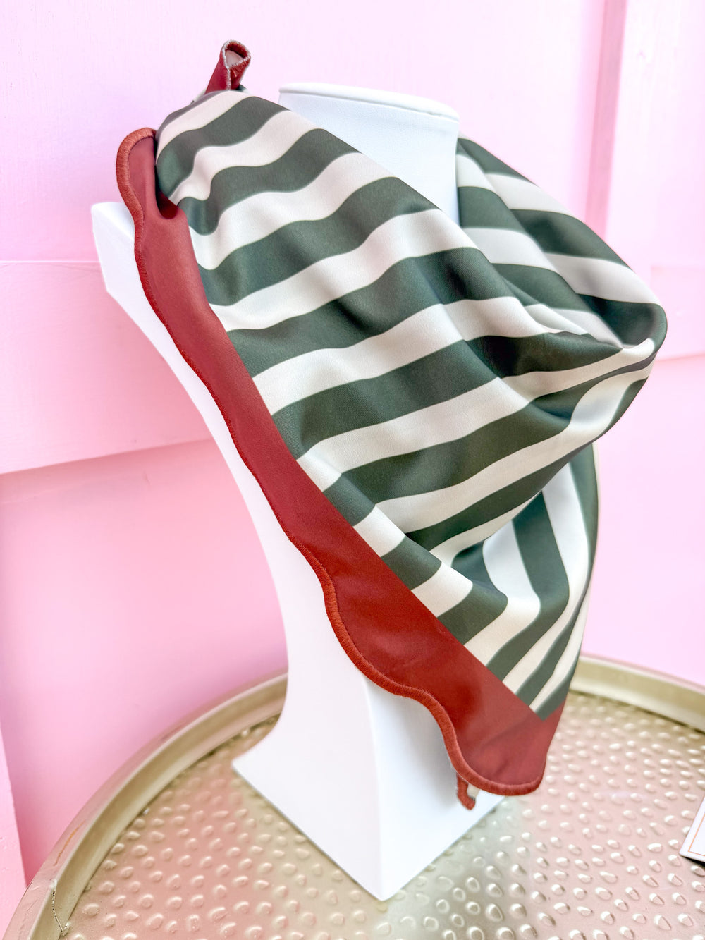 Tatum James | Scarf - Brown/Olive Scallop