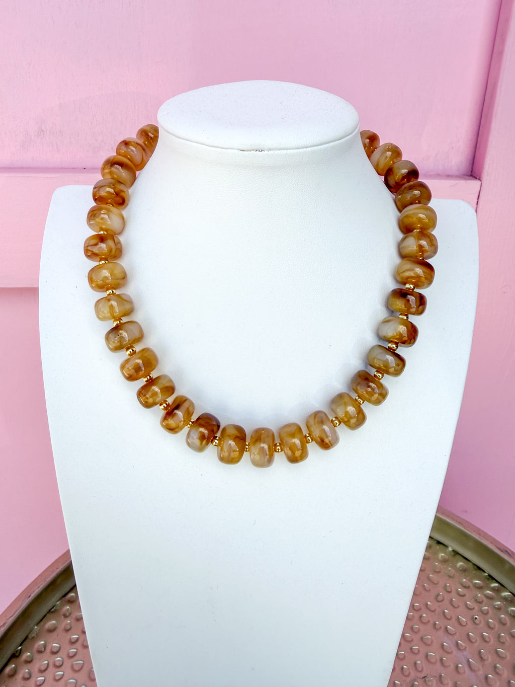 LOVE LEMON LANE | Classic Beaded Necklace - 15mm - Camel