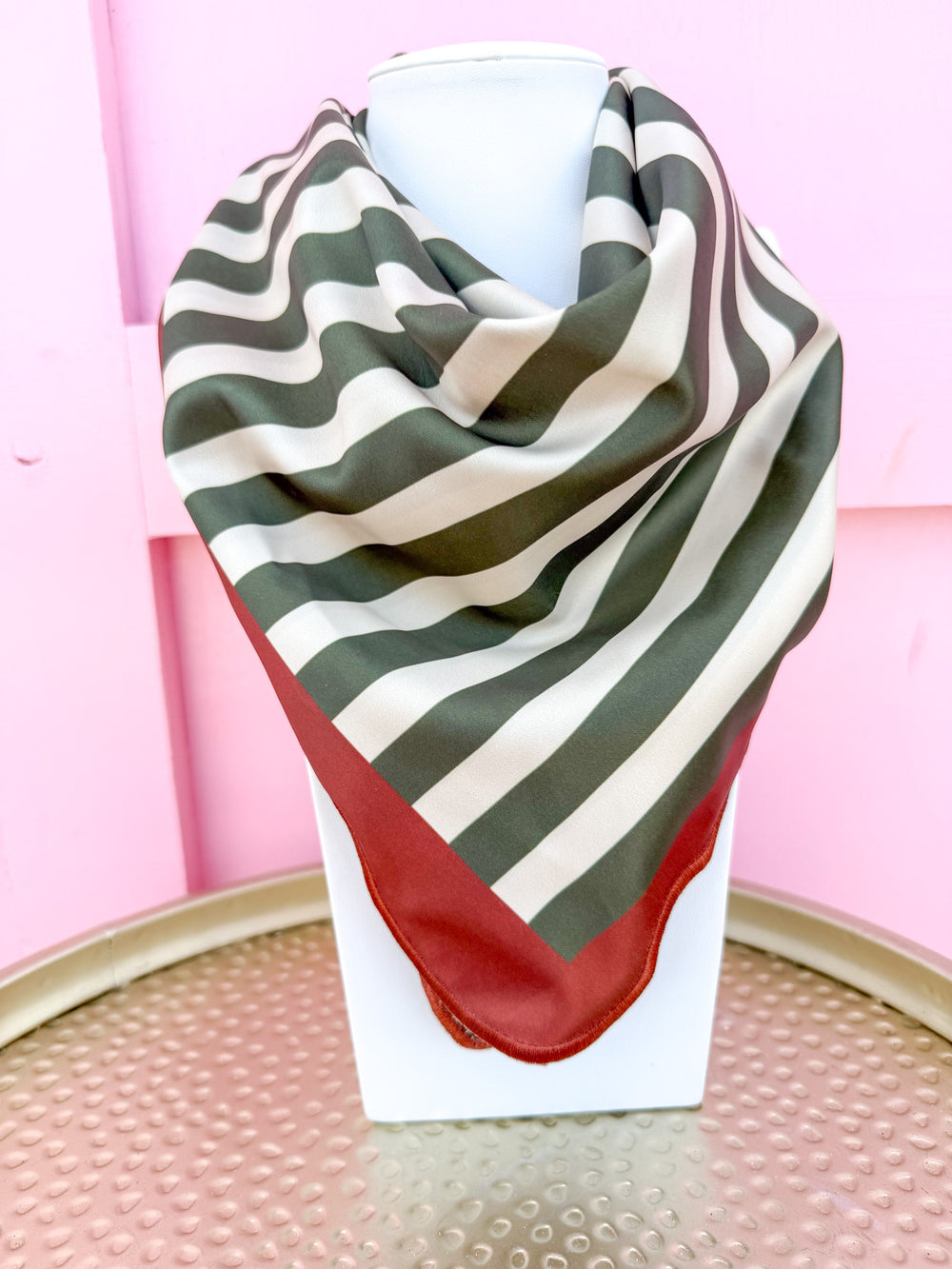 Tatum James | Scarf - Brown/Olive Scallop