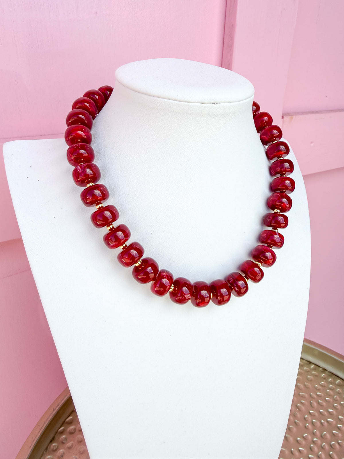 LOVE LEMON LANE | Classic Beaded Necklace - 15mm - Burgundy