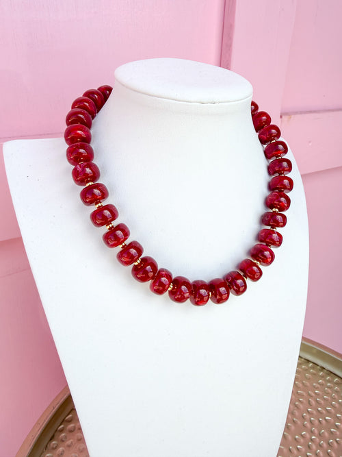 LOVE LEMON LANE | Classic Beaded Necklace - 15mm - Burgundy